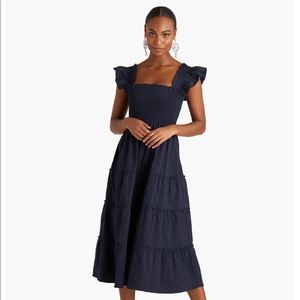 Navy Brocade Nap Dress